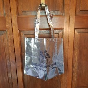 NWOT Feminist Book Club silver metallic large reusable tote bag